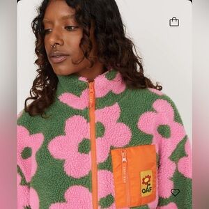 Lazy Oaf floral zip through fleece